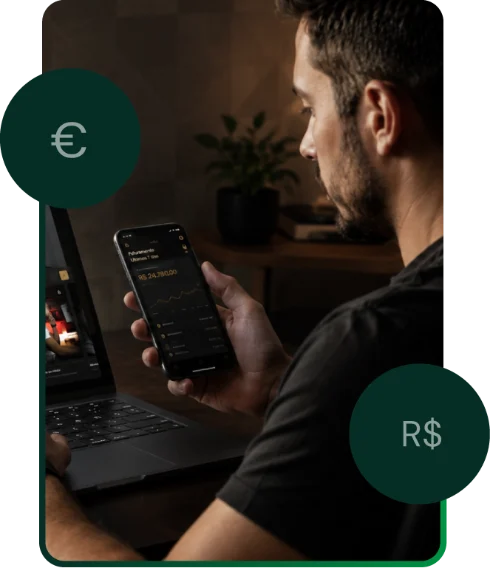 Criador acompanhando o faturamento no celular